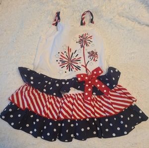 Bonnie Baby Dress toddler girls size 12 month red white blue fireworks americana